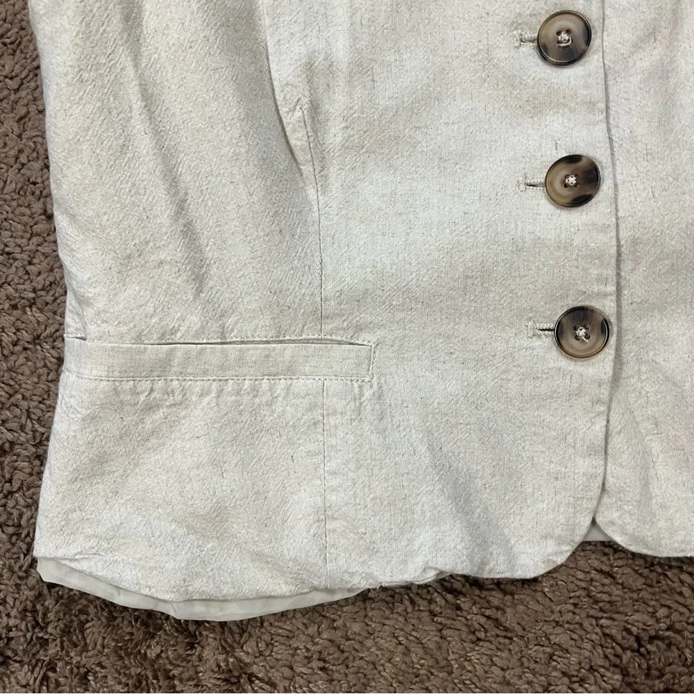 Emerson Lang Vest Button Up Natural Linen Look Boho Renaissance Faire Peasant - Picture 3 of 6